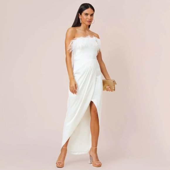 Aidan Mattox Ivory Feather Dress Size 4M - Picture 7 of 7